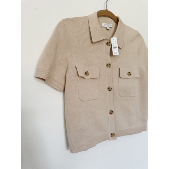 NWT J.Crew Short-sleeve pocket cardigan Sweater Toasted Cream S - Picture 6 of 7